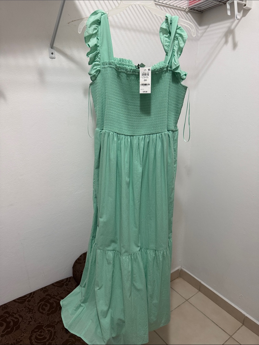 Girls Mint Green Ruffle Strap Maxi Dress